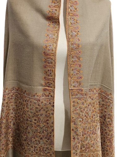 Hand-embroidered pashmina — close-up of needlework